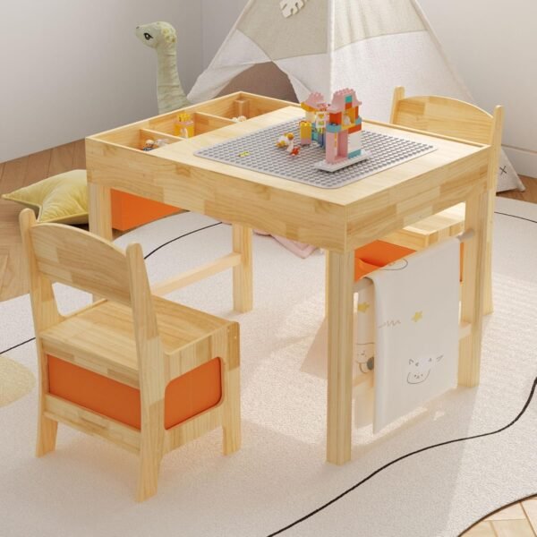 Pine Wood Children's Table and Chair Set