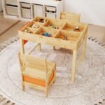 Pine Wood Children's Table and Chair Set